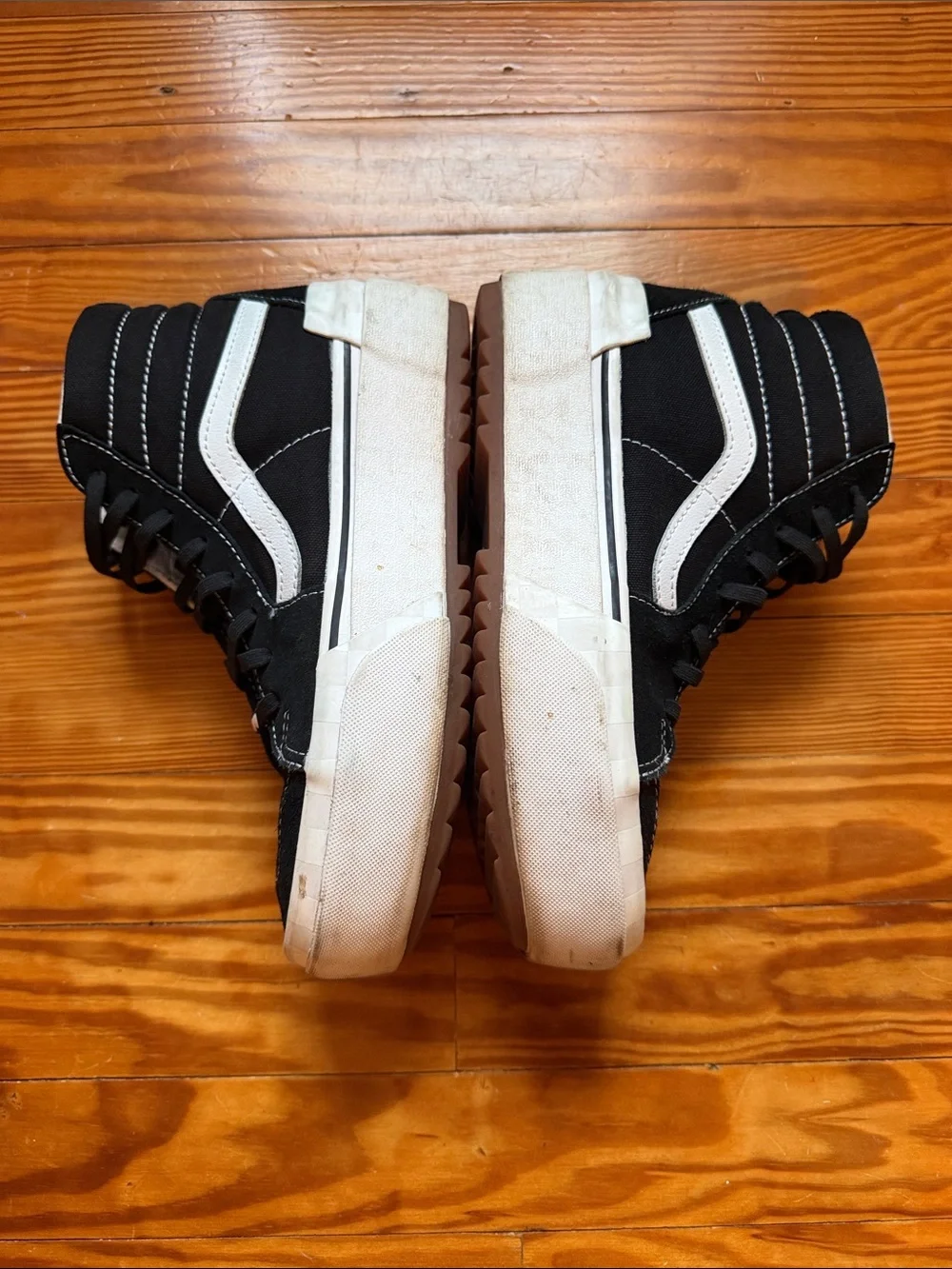 Vans Black and White High-Top Skate Sneakers